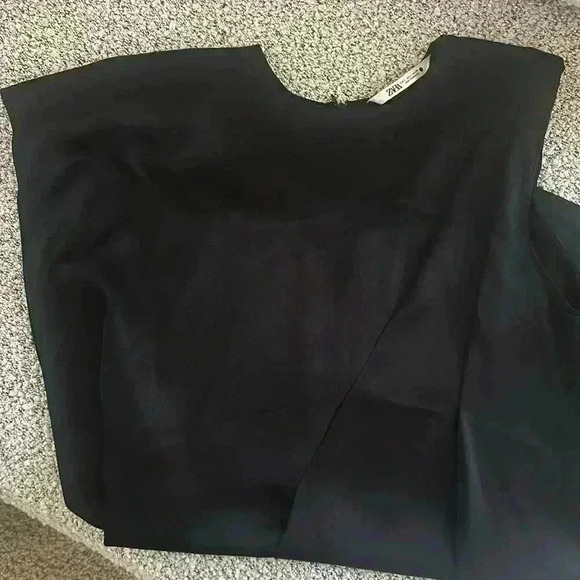 ZARA Assymetrical satin effect dress black Size L - Picture 6 of 7